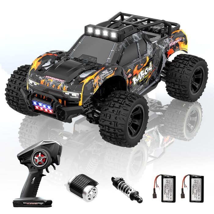 Радіокерований позашляховик FEIMUOSI 1:18 RC Car: LED, 2.4GHz, 2 акумулятори, 20 км/год, для дітей та дорослих (Чорний)