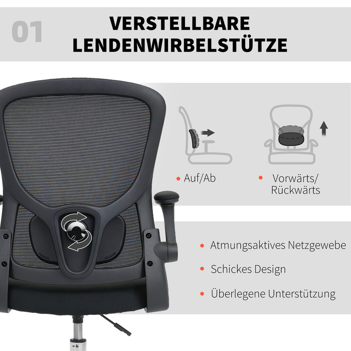 Крісло для малювання HOMCOM з підтримкою попереку, регульоване по висоті, поворотне, для домашнього офісу, студії, художніх проєктів, чорного кольору