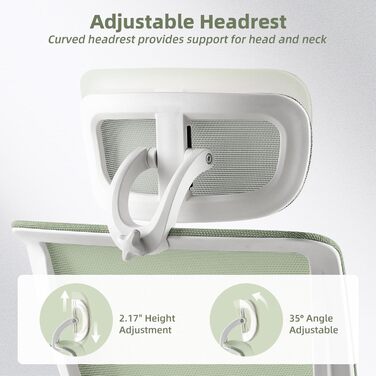 Ергономічне офісне крісло з високою спинкою, підставка для ніг, комп'ютерне крісло з сітчастою спинкою, фіксована підголовник, 2D підлокітники, регульована поперекова підтримка, м'яке сидіння