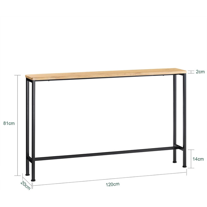 Консольний стіл SoBuy FSB19-Z вінтажний металевий, 120x65x20см (X-Large, Natural & Black)