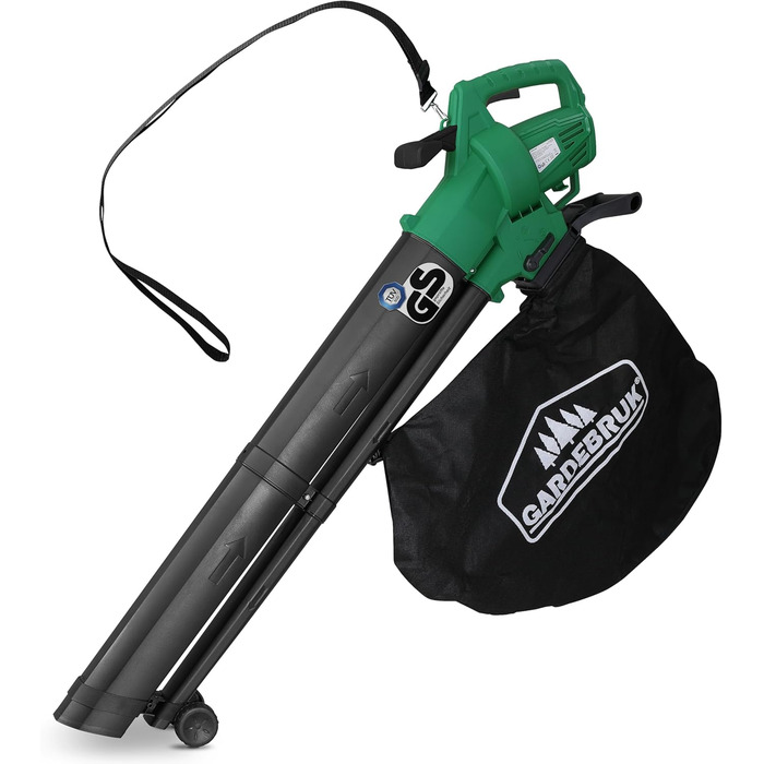 Електричний садовий повітродув-пилосос Gardebruk 3 в 1 з подрібнювачем листя, 3000W, 270 км/год, 45 л, ремінь на плече