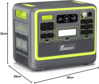 Портативна електростанція FOSSiBOT F2400: 2048Wh LiFePO4, 2400W, 3x AC виходи, 4800W (пік), 230V для кемпінгу, подорожей, дому
