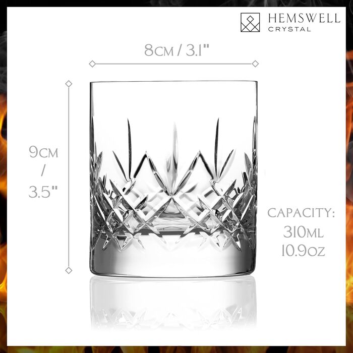 Склянка для віскі Glenrigg 310 мл – Tumbler з кришталю без свинцю з важким дном та подарунковою коробкою – ідеально для скотчу, бурбону та односолодового віскі