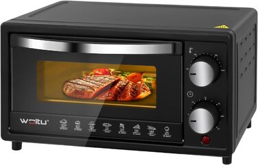 Міні-піч WOLTU 10 л, 800 Вт: піч для піци, тостів, індички, хот-догів. Чорний колір
