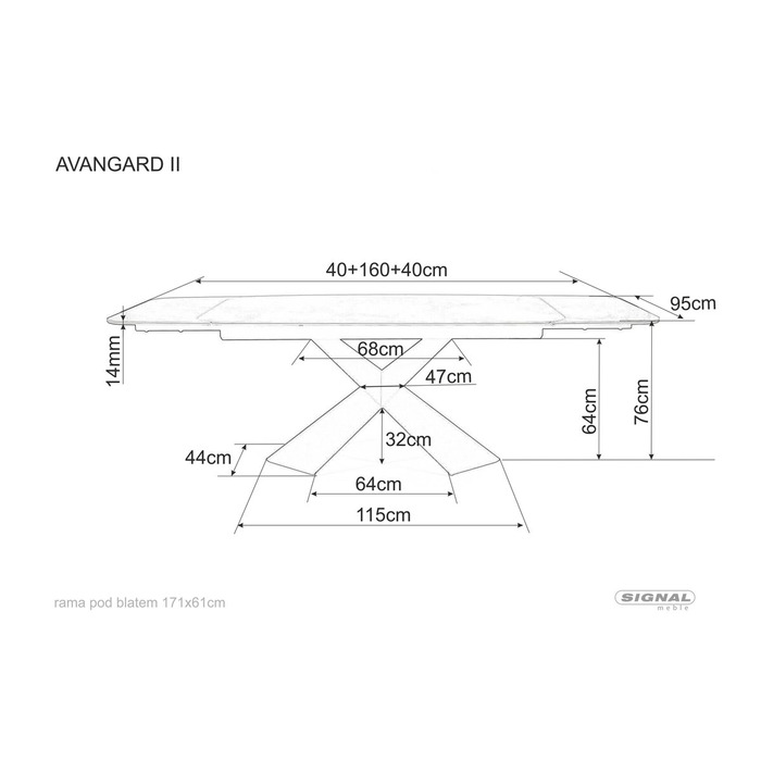 Стіл AVANGARD II CERAMIC 160(240)*90 чорний NOIR LAURENT/чорний мат