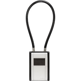 ABUS KeyGarage 797 LED - ключова скринька з бугелем для кріплення, з підсвічуванням цифр, для ключів та дрібних цінностей, чорно-срібна (Стандарт - кабельний бугель)