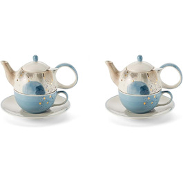 Х НОВИЙ чай teemando для одного набору 'Belle керамічний з золотим напиленням, 4 шт. Глечик 0,4 л, Чашка 0,2 л 2 X TFO, 2 шт., 2