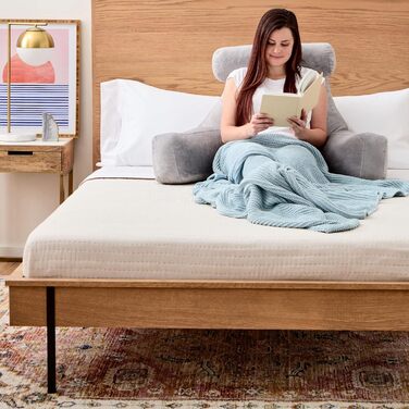 Подушка для спини Linenspa з підтримкою шиї - велика, з піною з пам'яті, для відпочинку та читання, з м'яким велюровим чохлом, сірого кольору