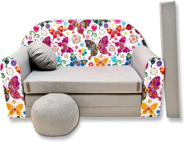 Дитяче диван-ліжко 3в1 з функцією висування, трансформер для дитячої кімнати, м'який пуф-крісло для дівчаток та хлопчиків, модель A33