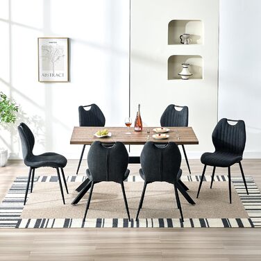 LEWE Комплект стільців для їдальні (4 шт.), сірого кольору. З м'яким сидінням, металевими ніжками та тканинною спинкою. Підходять для кухні, вітальні та їдальні.