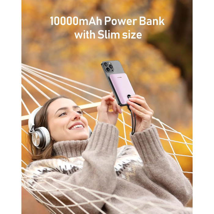 Зовнішній акумулятор Power Bank 10000mAh VEEKTOMX 22.5W Mini PD3.0 QC3.0 USB C Сумісний з iPhone/Samsung тощо Фіолетовий