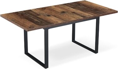 Розсувний обідній стіл B&D Home Anna | 120-160 x 80 см | на 4-6 осіб | з масиву дерева Texas-Eiche | чорне металеве підстав'я | для кухні та їдальні | стиль скандинавський, індустріальний