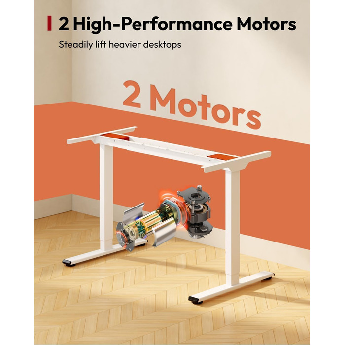 SANODESK Регульований стіл за висотою 160x70 см – Електричний столик для стоячи/сидячи з подвійним мотором, вантажопідйомність до 90 кг, ергономічне робоче місце (білий+горіх) 160 x 70 см Горіх