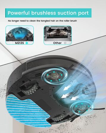 Робот-пилосос LEFANT M330 з функцією миття, 5000Pa, лазерна навігація, PSD-технологія, керування через додаток, 160 хв, для тварин, килимів, твердих підлог, сірий (M1 Чорний)