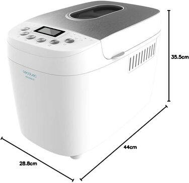 Хлібопечка Cecotec Brotbackautomat Bread&Co 1500 PerfectCook: 850 Вт, 1,5 кг, 15 програм, таймер, миється, рецепти