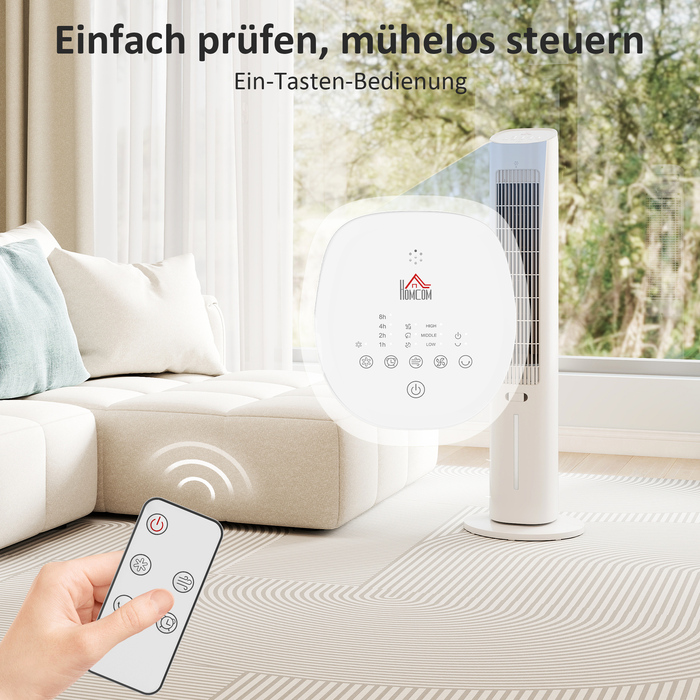 Портативний 3-в-1 вежіподібний охолоджувач повітря з резервуаром для води 3 літри, 3 швидкості та 3 режими, білий