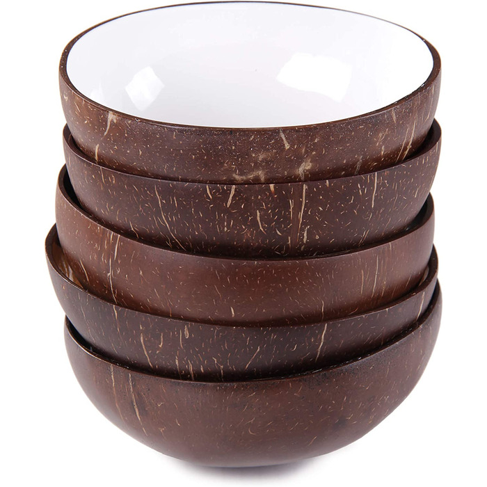 Дизайнерська чаша з кокосової шкаралупи, унікальна чаша, 100 натуральна харчова (Сріблястий металік), 24