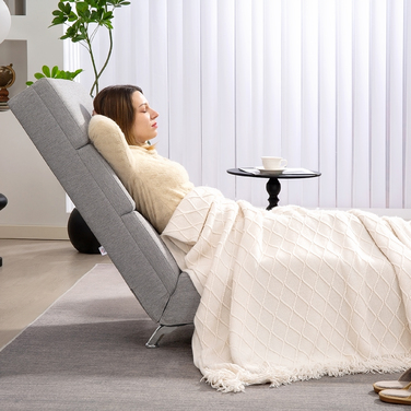 Крісло-шезлонг HOMCOM Relaxliege з м'якими подушками та металевими ніжками, стиль льону, світло-сірого кольору | Aosom