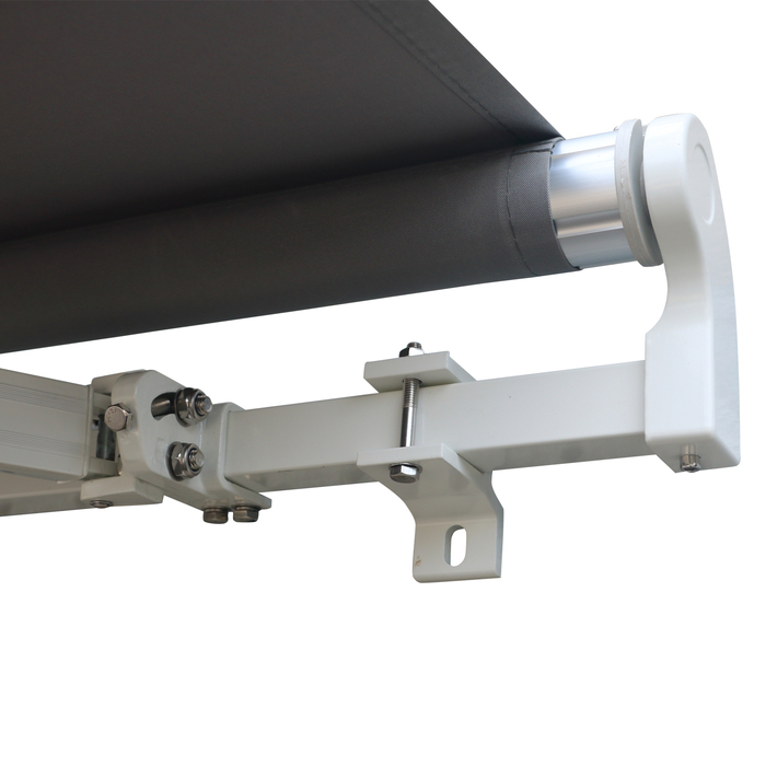 Тент Outsunny з ручним рукояткою, L395 × W300 см, регульований, для настінного монтажу, шарнірно-зчленований тент, тент, захист від сонця, алюміній, сірий | Аосом
