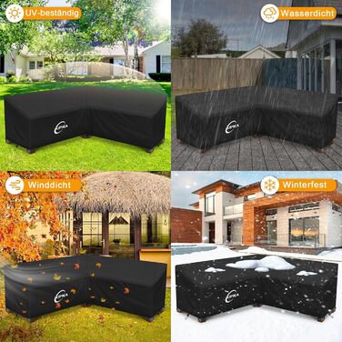 Чохол для сауни/лаунж-меблів Kipiea L-подібної форми, водонепроникний, 420D, захист від вітру, 250x250x85x78 см
