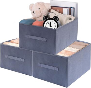 И Складна коробка для зберігання 40 x 28 x 20 см Тканинні коробки Шухляди для зберігання Органайзер підходить для організації одягу, книг та іграшок (сірий), 3 шт.