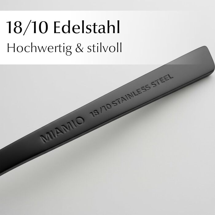 Набір столових приборів Miamio для 6 осіб (36 предметів) – нержавіюча сталь 18/10, чорний колір, придатний для миття в посудомийній машині