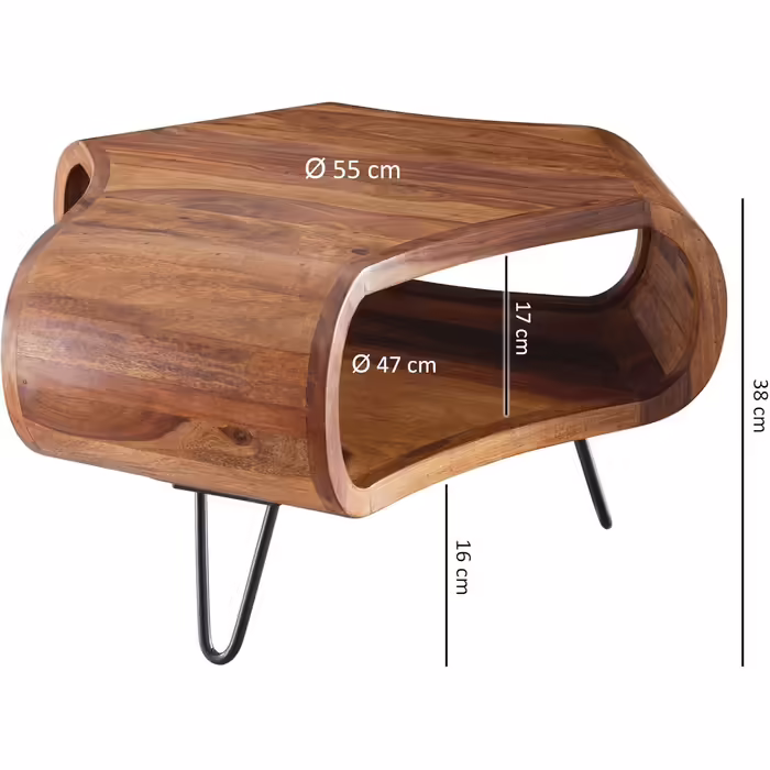 Журнальний стіл KADIMA Design 55x38x55 см з масиву шишаму для вітальні