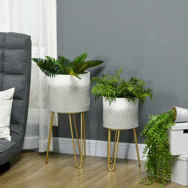 Outsunny Flower Pots Набір з 2 підставок для рослин Рамка кашпо для вітальні та балкона Металевий сучасний дизайн