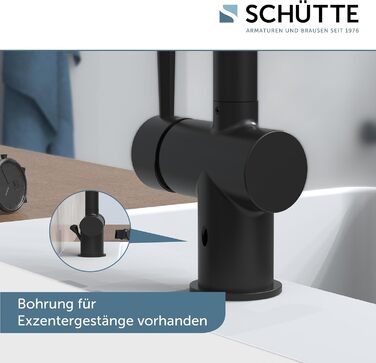 Змішувач для ванної SCHÜTTE 79710 LONDON з висувною лійкою, для миття волосся, однорідний, з комплектом для зливу, хром (чорний)