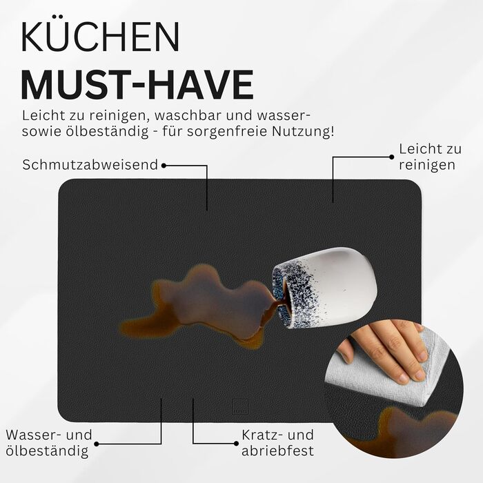 Набір підставок та серветок SÄNGER з екошкіри, 12 шт. (44,5*30 см), вологостійкі, протиковзні, для 6 осіб, антрацит/коричневий
