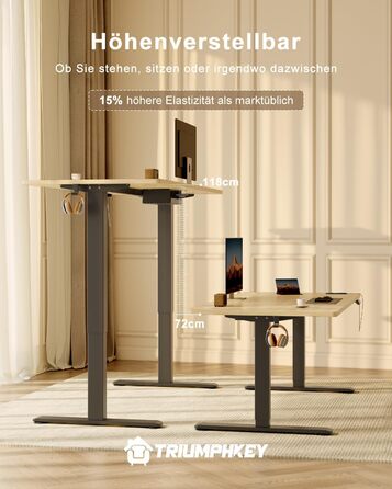 Регульований стіл висотою 200x80 см з USB-портом, 3 режими пам'яті, антиколізійна система, комп'ютерний стіл, горіх+чорний