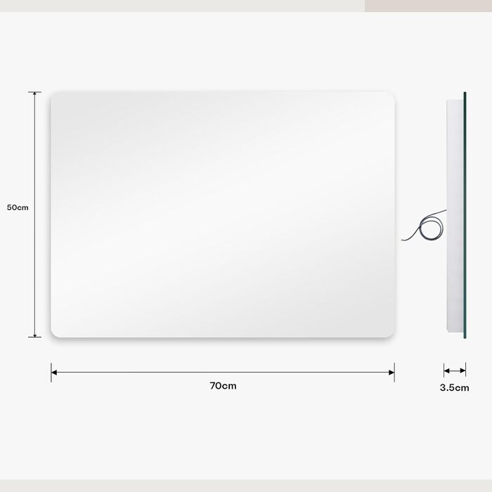 Дзеркало для ванної кімнати з LED підсвічуванням Dripex, сенсорне керування, регулювання яскравості, 3 кольори світла, антизапар, 80x80 см