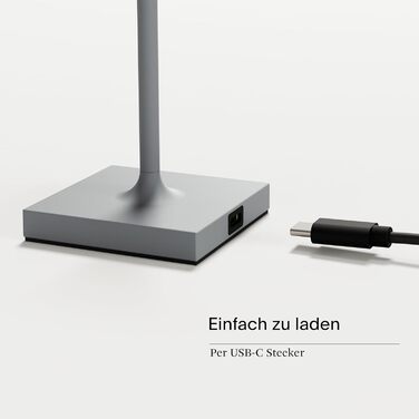 Sigor Nuindie Pocket - LED-лампа на акумуляторі, 21 см, IP54, USB-C, 7 годин, сірий небілющий