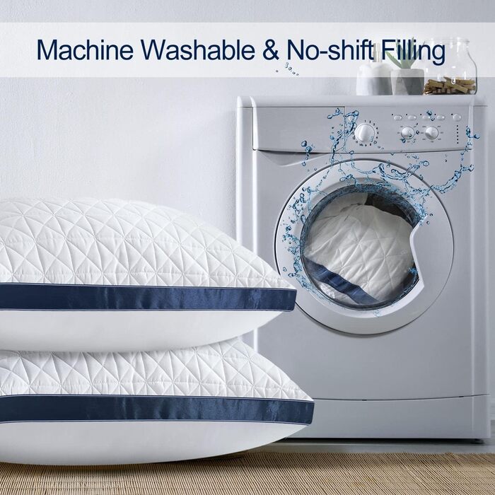 Подушки для сну 40x80 см, 2 шт. Набір подушок для тих, хто спить на боці, подушки для шиї, ортопедичні з преміум-мікрофібровим наповнювачем, дихаючі, м'які та підтримуючі (Темно-синій, 80 x 80 см, 2 шт.)