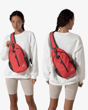 Рюкзак WATERFLY Sling Сумка Плечовий рюкзак Сумка через плече Регульований рюкзак Ремінь Туристичний нагрудний рюкзак для чоловіків і жінок (червоний)
