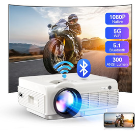 Beamer YEZMEK 5G WiFi Bluetooth: Міні проєктор LED 1080P Full HD з підтримкою 4K, Wi-Fi, Bluetooth, HDMI, USB, TF для дому та кінотеатру