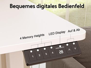Регульований стіл WALKINGDESK для дому та офісу: електричний, з висувними ящиками, підставкою для монітора та тримачем для телефону (140 x 60 см, білий)