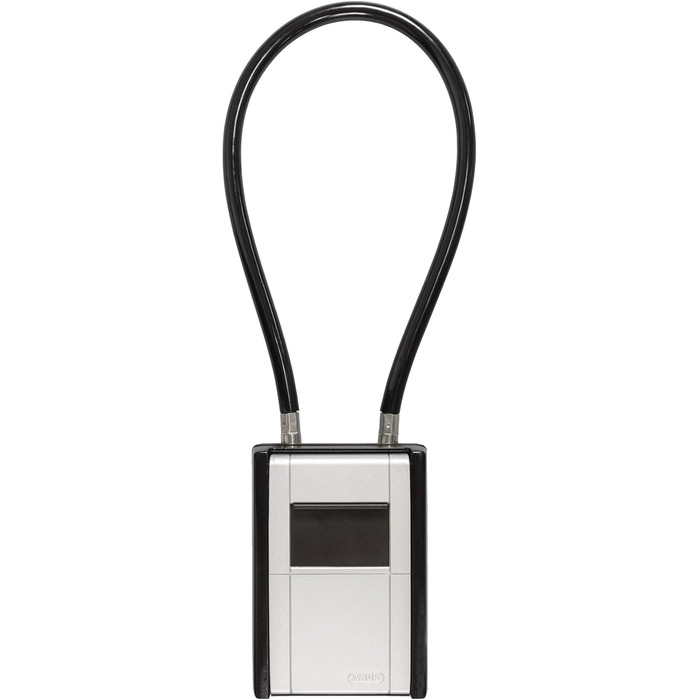 ABUS KeyGarage 797 LED - ключова скринька з бугелем для кріплення, з підсвічуванням цифр, для ключів та дрібних цінностей, чорно-срібна (Стандарт - кабельний бугель)