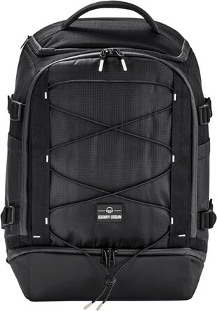 Рюкзак Johnny Urban Earpack Men & Women - Jack - Денний рюкзак для подорожей, відпочинку, спорту - Денний рюкзак з безліччю відділень - 16-дюймовий відсік для ноутбука та ремінь для візка - водовідштовхувальний чорний