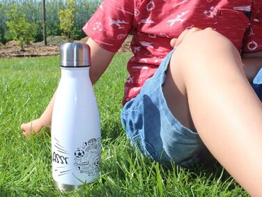 Ізольована пляшка для пиття для дітей, термос з нержавіючої сталі для школи, спорту, персоналізована подарункова пляшка для води (футбол, 350 мл)