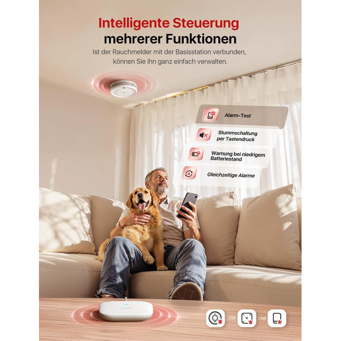 X-Sense Детектор диму розумний Wi-Fi з магнітною кріпленням, мережевий, з базою SBS50, функція App, сумісний з Home Assistant, змінна батарея, XS0D-MR61 (1 шт.)