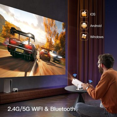 Портативний проєктор LYNCAST HY300 Pro: Wi-Fi, Bluetooth, Android 11, 1080P/4K, обертання 180°, для дому та на вулиці