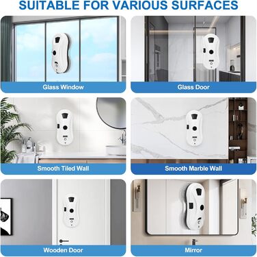 Робот для миття вікон Umelee з функцією розпилення води, 2800 Па, 10 мікрофібрових серветок, для внутрішніх та зовнішніх вікон