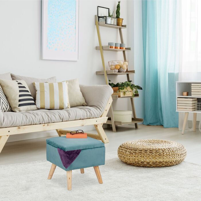 Relaxdays М'який пуф з місцем для зберігання