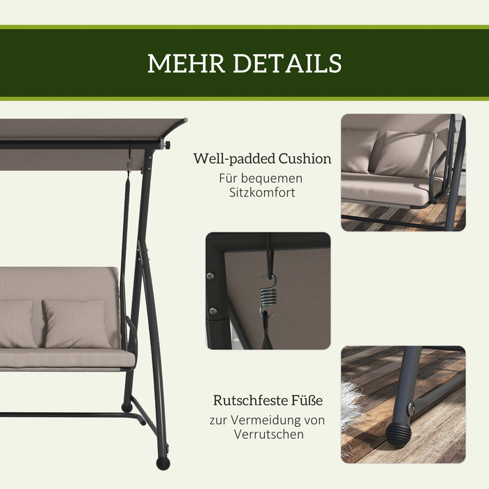 Шукаєте ідеальне місце для відпочинку на свіжому повітрі? Представляємо 2-в-1 гойдалку в стилі Голлівуд з функцією лежака! Ця простора 3-місна гойдалка-крісло з міцної сталі стане чудовим доповненням до вашого саду або тераси. Розміри: 170x110x153 см. Кол