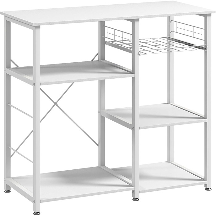 Стелаж кухонний Sogesfurniture з підставкою для мікрохвильової печі, чорний & горіх, 90x40x83 см