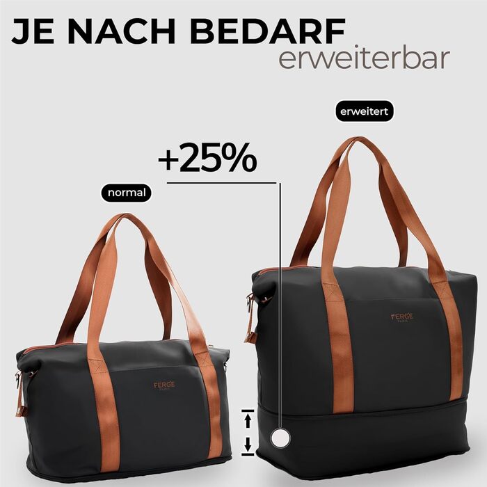 Набір валіз FERGÉ Milano 5-ти частинний (3 розміри) + сумка + органайзер - чорний