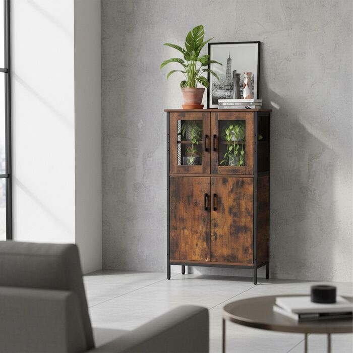 Шафа кухонна Relaxdays Індустріальна з скляними дверцятами