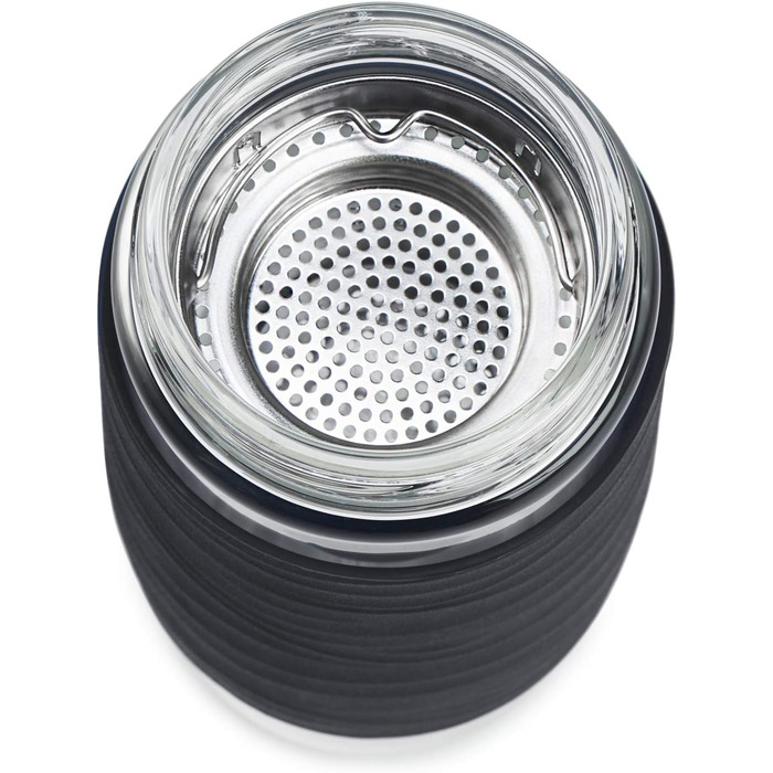 Чайний горнятко Emsa N20805 Teebecher з подвійними стінками, 0.4 л, знімний фільтр, BPA-Free, герметичне, для миття в посудомийній машині, 360° відкривання (Чорний)