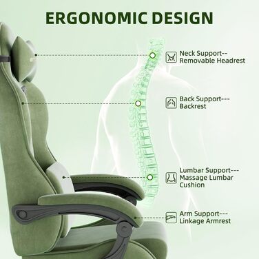 Ігровий крісло Ferghana Ergonomisch: комфорт та підтримка для геймерів, зелений колір